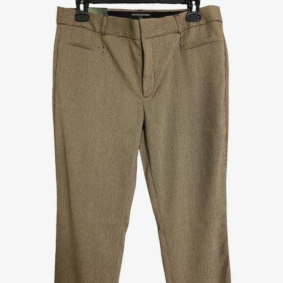 Banana Republic Sloan Machine-Washable Ankle Pants Brown Micro Check Size 8 NWT - Picture 5 of 12